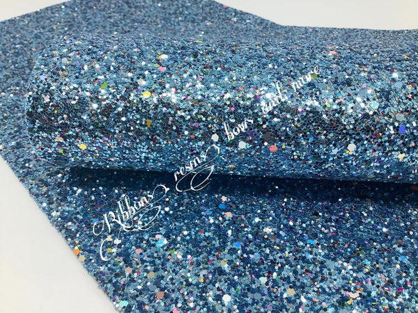 ✔️Premium chunky glitter Synthetic Leatherette - Ocean