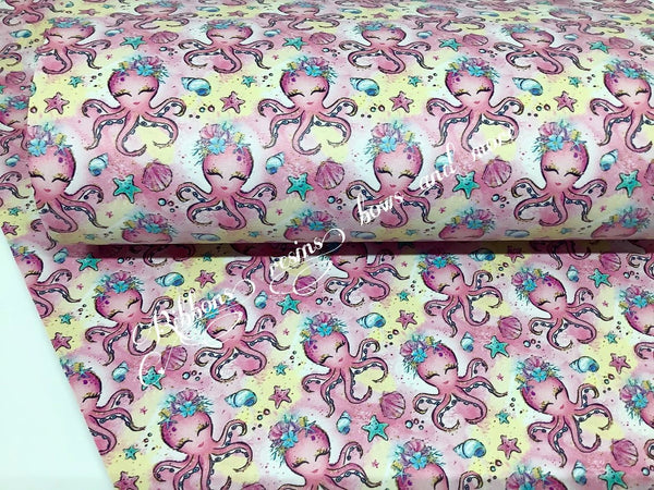 ✔️Custom Print Synthetic Leatherette - Octopus