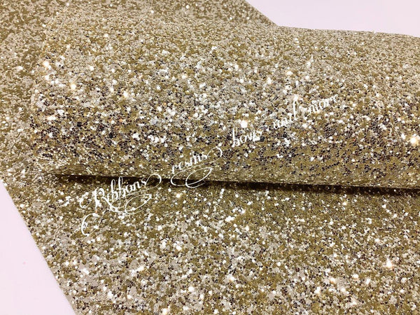 ✔️Premium Chunky Glitter Synthetic Leatherette  - Light Gold