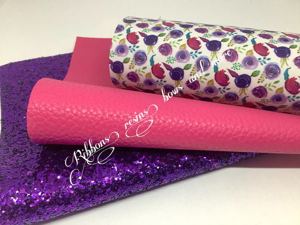 Purple Blossom Synthetic Leatherette Bundle Set
