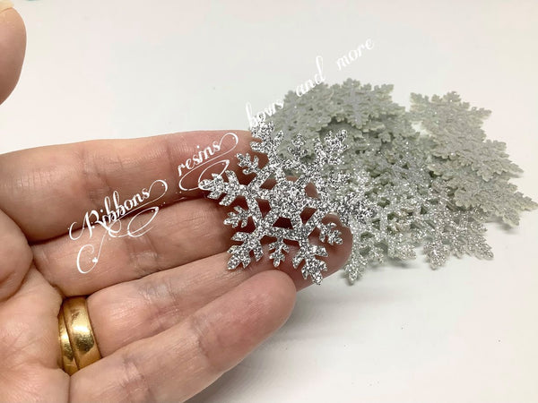 ✔️Large Silver Glitter Snowflakes