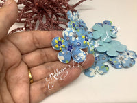 1.25" Padded Blue Floral Flower