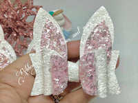 Handmade Leatherette bow - Pink Fractured Bunny ears