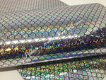 ✔️Silver Mermaid Scales Synthetic Leatherette (holographic)
