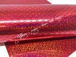 ✔️Red Mermaid Scales Synthetic Leatherette (holographic)