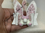 Handmade Leatherette bow - Bunny ears with bunny bum