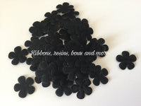 1" Padded Fluffy Flower - Black