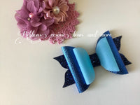 Handmade Leatherette bow - Sea of blue