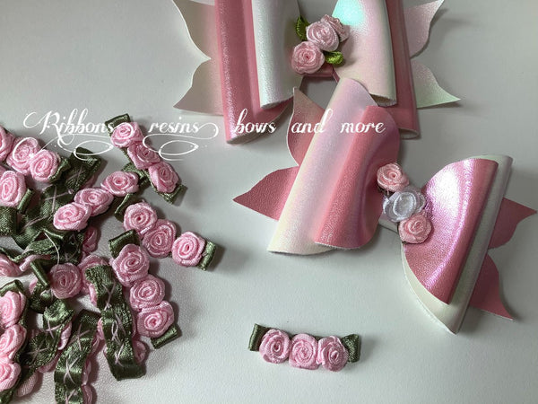 Mini Satin Roses - 3 roses pink