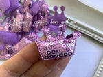1.5" Padded Sequin Crown - Purple