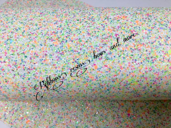 ✔️Premium chunky glitter Synthetic Leatherette - Neon Sprinkles